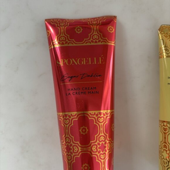 SEALED Spongelle Hand Cream HONEY BLOSSOM and SUGAR DAHLIA Lotion Set 2oz - Picture 3 of 7